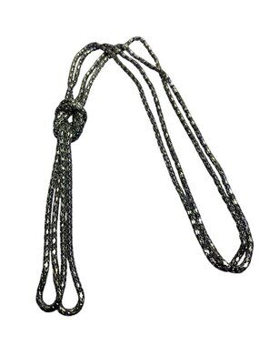 Knotted Gunmetal Mesh Chain Necklace 26 inches Long 6 inch Drop